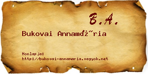 Bukovai Annamária névjegykártya